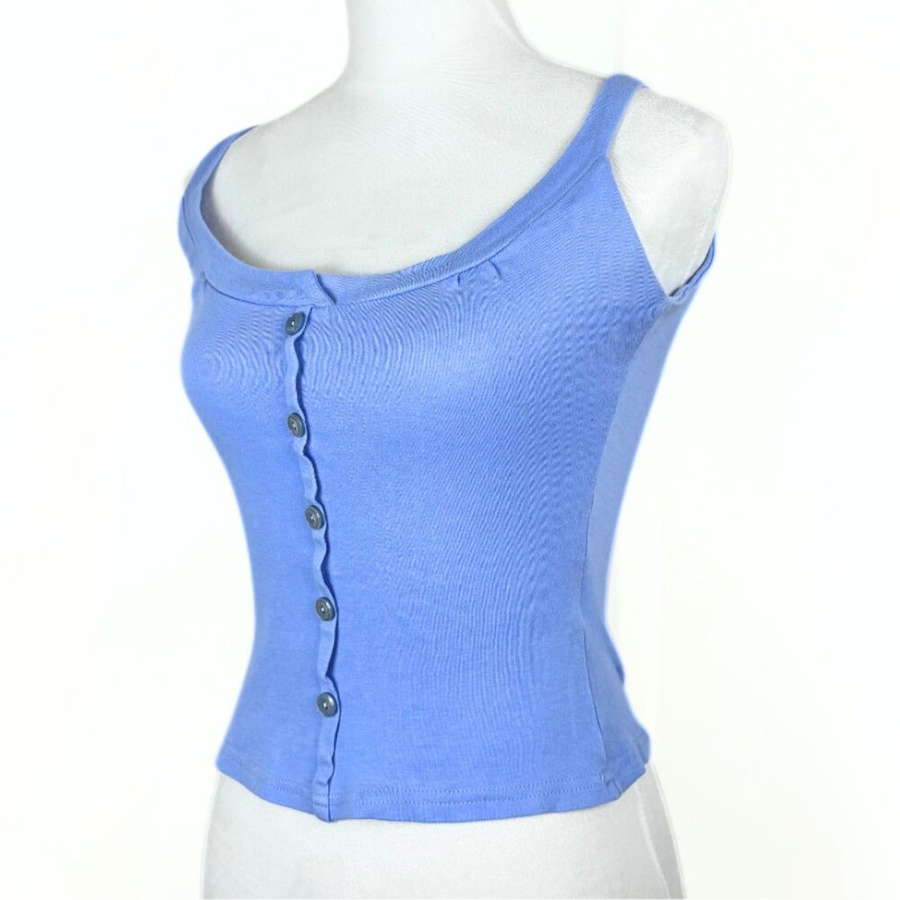 1950s Style Freddies of Pinewood Vest Tank Top Sleeveless Blue S Small